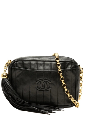 CHANEL Pre-Owned 1991-1994 CC Vertical Quilted Lambskin Tassel Camera Bag crossbody bag - Black