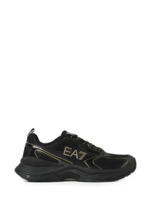 Ea7 Emporio Armani logo-print mesh sneakers - Black