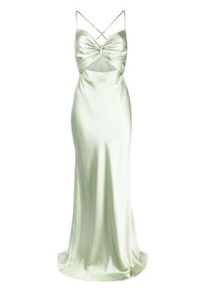 Michelle Mason twisted-bodice silk gown - Green