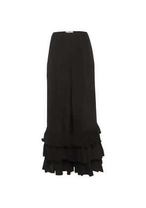 Chloé Pre-Owned tiered ruffle-hem trousers - Black