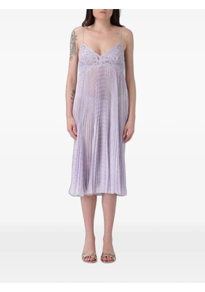 Ermanno Scervino lace-trimmed pleated midi dress - Purple