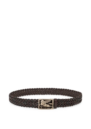 ETRO woven leather belt with Pegaso buckle - Brown