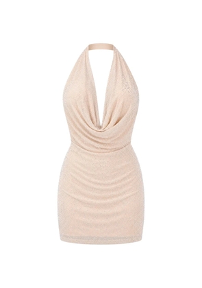 TWENTY FOURHAITCH Lipe crystal-embellished halterneck mini dress - Neutrals