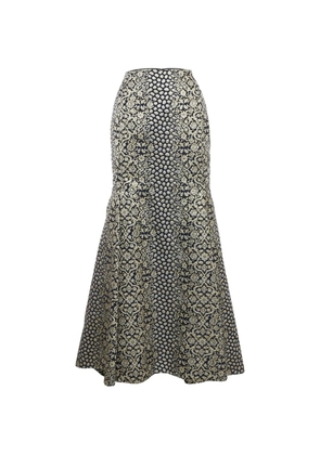 Carolina Herrera Vintage jacquard maxi skirt - Blue