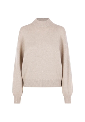 Brunello Cucinelli sequin-embellished high-neck sweater - Neutrals