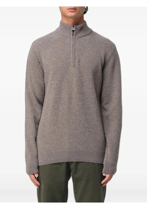 Barbour tartan-patch half-zip sweater - Brown