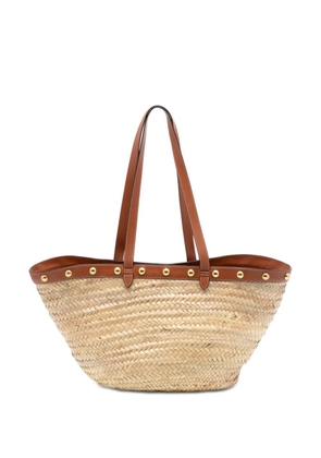 Celine Pre-Owned 2019 Large Raffia Classic Studded Panier tote bag - Neutrals