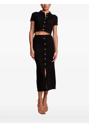 HEVRON pointelle-knit cropped cardigan - Black