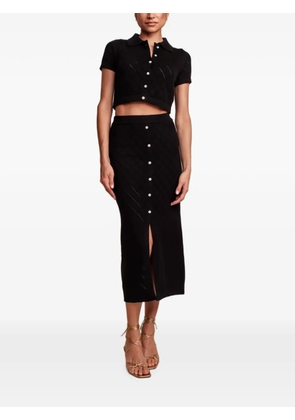 HEVRON pointelle-knit cropped cardigan - Black