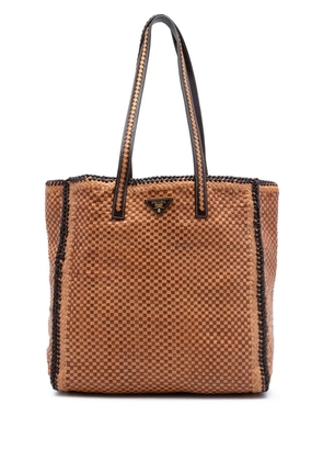Prada Pre-Owned 2010-2026 Woven Goatskin Madras tote bag - Brown
