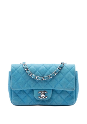 CHANEL Pre-Owned 2012-2013 Mini Rectangular Classic Iridescent Caviar Single Flap crossbody bag - Blue