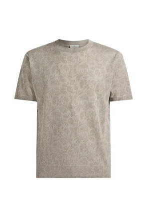 ETRO knit wool and silk T-shirt with floral Paisley-motif - Neutrals