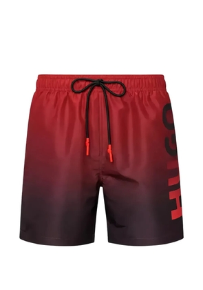 HUGO gradient logo-print swim shorts - Red
