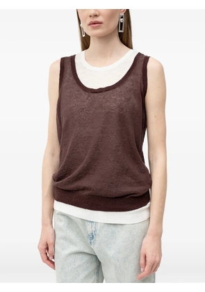 BOSS scoop-neck layered top - Brown