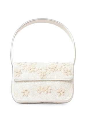 STAUD Tommy hand-beaded floral shoulder bag - White