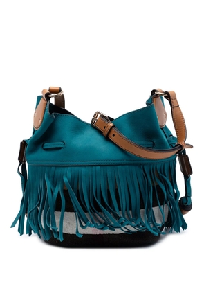 Burberry Pre-Owned 2000-2017 Small Mega Check Canvas and Suede Fringe Belgrove bucket bag - Brown