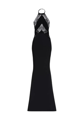 Elie Saab lace-panelled halterneck dress - Black