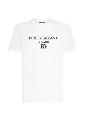 Dolce & Gabbana ribbed logo-embroidery T-shirt - White
