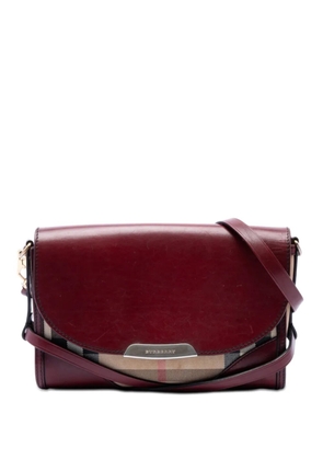 Burberry Pre-Owned 2000-2017 Leather and House Check Canvas Bridle Abbott crossbody bag - Red
