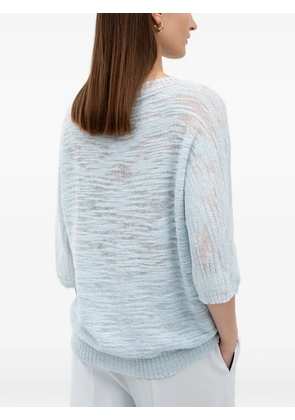 BOSS fine-knit three-quarter sleeve sweater - Blue