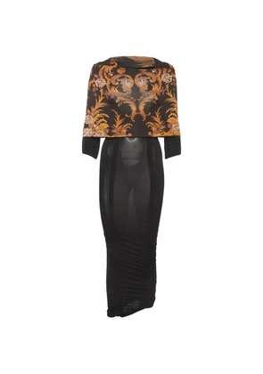 Just Cavalli Vintage floral-print midi dress - Black
