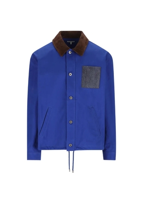 LOEWE corduroy-collar Anagram-patch jacket - Blue