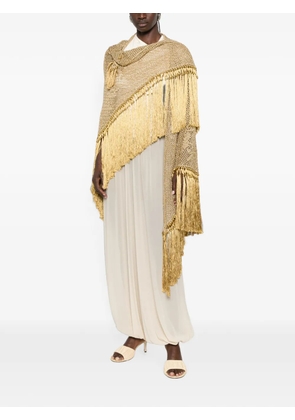 Chiara Is Scialle Mantella Rosa fringed-trim poncho - Gold