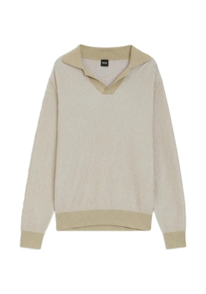 BOSS ribbed-knit open-collar sweater - Neutrals