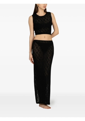 PARAMIDONNA Dolly lace-knit beachwear top and skirt set - Black
