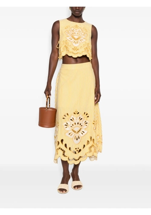 FARM Rio embroidered striped top - Yellow