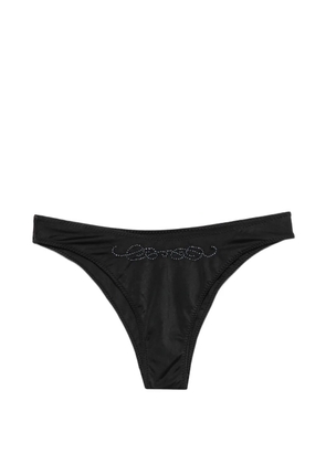 Frankies Bikinis x Jennie Dove beaded-logo bikini bottoms - Black