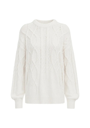 Amiya cable-knit crew-neck sweater - White
