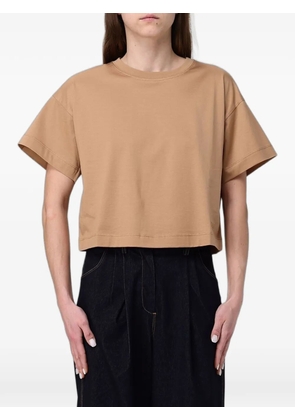 Max Mara logo-embroidered cropped T-shirt - Neutrals
