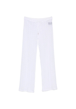 Fisico open-work drawstring beach trousers - White
