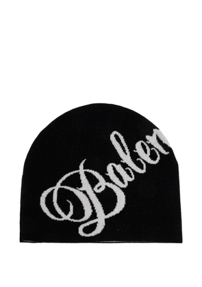 Balenciaga logo-embellishment beanie hat - Black