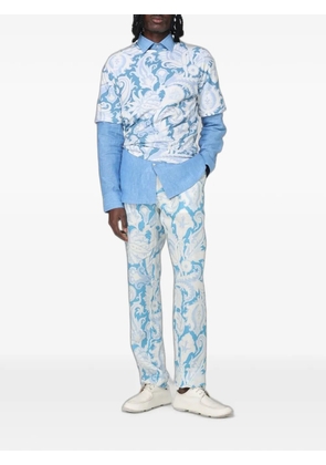 ETRO logo-embroidered linen shirt - Blue