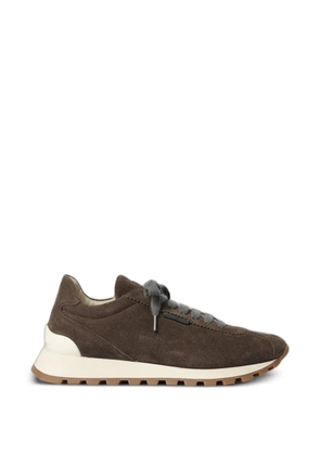 Brunello Cucinelli Monile-embellished suede sneakers - Brown