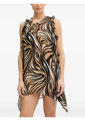 TWINSET ruffled abstract-print kaftan - Black