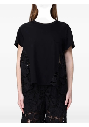MeimeiJ macramé-panelled cotton T-shirt - Black
