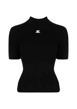 Courrèges Reedition ribbed-knit T-shirt - Black