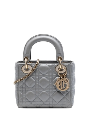 Christian Dior Pre-Owned 2017 Mini Metallic Lambskin Cannage Lady Dior satchel - Grey