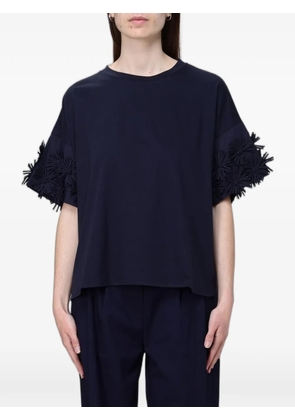 MeimeiJ flower-embellished short-sleeve cotton T-shirt - Blue