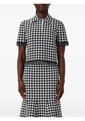 Alexander McQueen houndstooth-pattern fringed-trim polo shirt - Black
