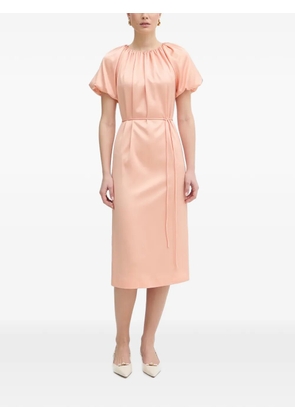 TWINSET gathered puff-sleeve midi dress - Pink