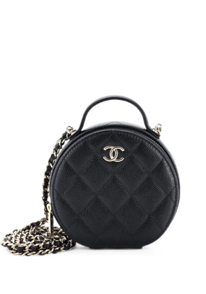 CHANEL Pre-Owned Handle with Care Round Vanity Case with Chain Quilted Caviar Small crossbody bag - Black