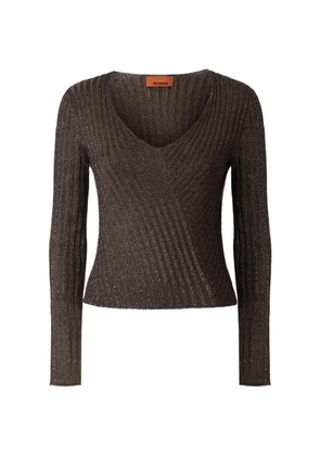 Missoni metallic-thread ribbed-knit sweater - Brown