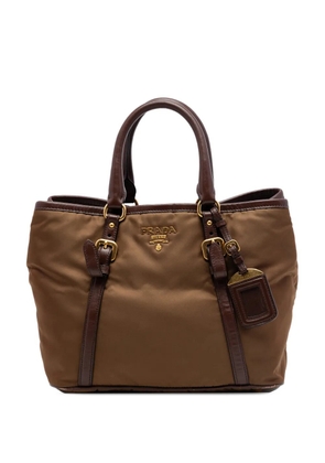 Prada Pre-Owned 2019-2026 Vitello Daino Trimmed Tessuto satchel - Brown