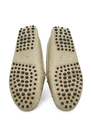 Tod's Vintage Gommino glitter-embellished loafers - Gold