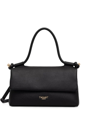 TWINSET logo-plaque pebbled-effect shoulder bag - Black