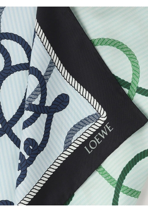 LOEWE rope-print silk scarf - Blue